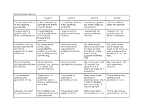 Opinion Essay Rubric  - text evidence