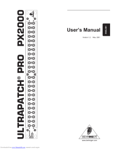 Behringer Ultrapatch Pro PX2000 User Manual