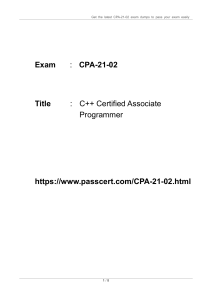 CPA-21-02 C++ Certified Associate Programmer Exam Dumps