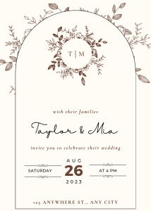 Cream Minimalist Elegant Handwritten Wedding Invitation 