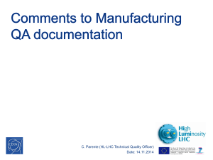 Comments to Manufacturing QA documentation 141114
