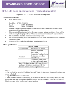 SF 5.1B8 Food specifications (residential centre)