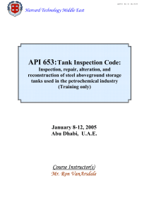 API 653 Tank Inspection Code Inspection