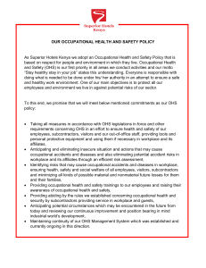 OUR OCCUPATIONAL HEALTH AND SAFETY POLICY