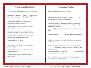 Vocab Exercises (Set 1) Definitions
