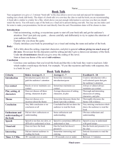 Book Talk Assignment and Rubric | Alex Noudelman