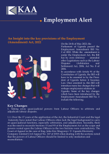 KAA - EMPLOYMENT ALERT An Insight into the key provisions of the Employment (Amendment) Act, 2022 (1)