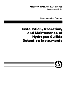 Installation Operation and Maintenance of Hydrogen Sulfide Detection Instruments
