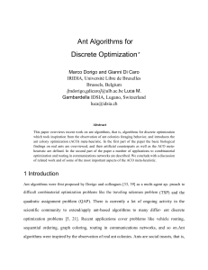 Ant Algorithms for Discrete Optimization