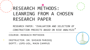 Final Project Presentation (Research Methods MSPM02193015 Ozair Ali Khan)