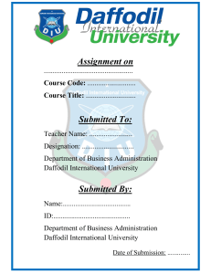 DIU Assignment Cover Page for Department of Business Administration Daffodil International University