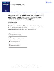 Disarmament demobilisation and reintegration DDR after proxy wars reconceptualising the consequences of external support