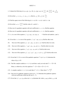 2023 Algebra and roots for complex numbers