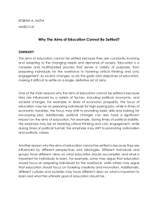 JOURNAL REVIEW -- WHY THE AIMS OF EDUCATION CANNOT BE SETTLED