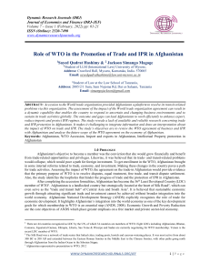 Role of WTO in the Promotion of Trade and IPR in Afghanistan (1)