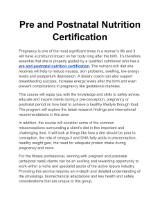Pre and Postnatal Nutrition Certification