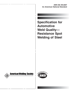 AWS D8.1M-2007 - Specification for automotive weld quality - Resistance spot welding of steel
