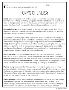 Forms of Energy Article