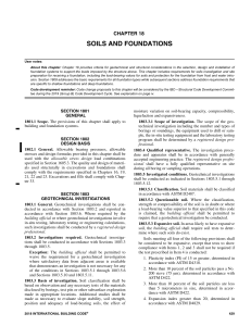 IBC  Chapter 18 Soils and Foundations