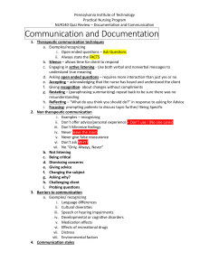 Quiz review Documentation and communication