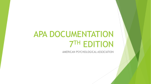 APA DOCUMENTATION 7TH EDITION ENG 101