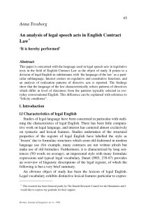 Anna Trosborg. Statutes and contracts: An analysis of legal speech acts in the English language of the law