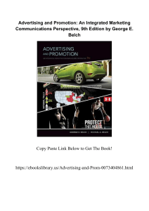 Advertising And Promotion An Integrated Marketing Communications Perspective 9th Edition by George E. Belch 0073404861