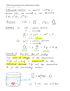 1.1 Differential equations and mathematical models