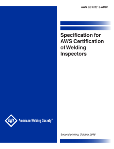 AWS QC1 - Specification for AWS Certification of Welding Inspectors - 2016