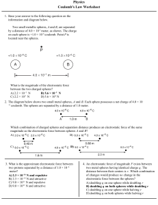 Coulomb's Law Worksheet