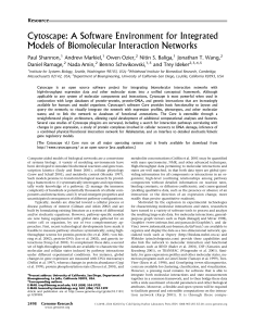 Cytoscape-A Software Environment for Integrated Models of Biomolecular Interaction Networks 