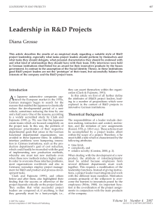 Creat Innov Manage - 2007 - Grosse - Leadership in R D Projects
