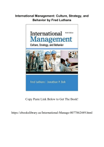 International Management Culture Strategy And Behavior by Fred Luthans 0077862449