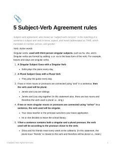  5 Subject-Verb Agreement rules