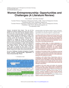 Women Entrepreneurship : Opportunities and Challenge