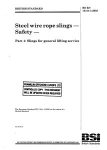 BS EN 13414-1 2003 Steel wire rope slings