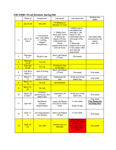CHEM 118 Spring 2022 Schedule