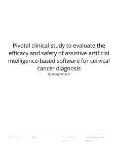 Pivotal clinical study to evaluate the efficacy an