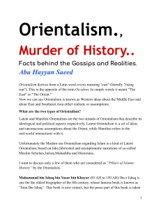 Orientalism, The Murder of History by Abu Hayyan Saeed