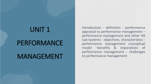 UNIT 1 – PERFORMANCE MANAGEMENT