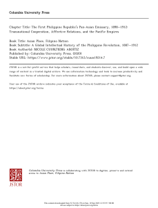 The Philippine Republic’s Pan-Asian Emissary, 1898-1912: Transnational Cooperation, Affective Relations, and the Pacific Empires