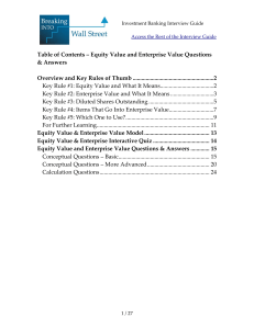 Equity Value & Enterprise Value Questions
