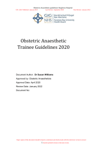 Obstetric Anaesthetic Trainee Guidelines(3) Swansea Bay Maternity Guideline 2020