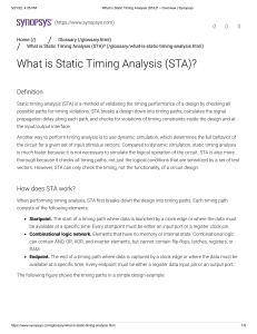 What is Static Timing Analysis (STA)  – Overview   Synopsys