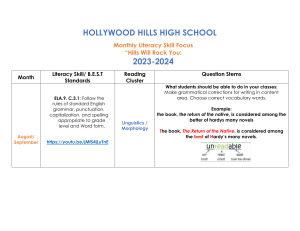 Hollywood Hills Literacy Plan 2023-2024 
