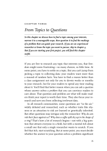 From Topics to Questions - Wayne C. Booth, Gregory G. Colomb, Joseph M. Williams - The Craft of Research, Third Edition (Chicago Guides to Writing, Editing, and Publishing)-University of Chicago Press (2008)