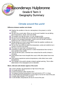 Grade 6 Term 3 Geography Summary