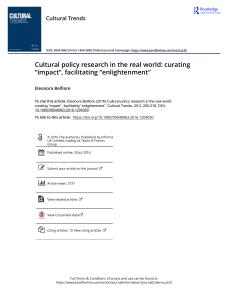 Cultural policy research in the real world curating impact facilitating enlightenment