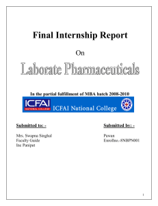 MKTi619 Internship Report on laborate pharmaceuticals india ltd