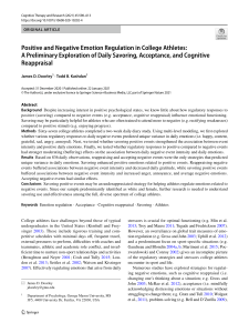 Positive and Negative Emotion Regulation in College Athletes A Preliminary Exploration of Daily Savoring, Acceptance, and Cognitive Reappraisal